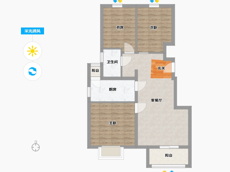 河北省-廊坊市-悦融华-68.70-户型库-采光通风