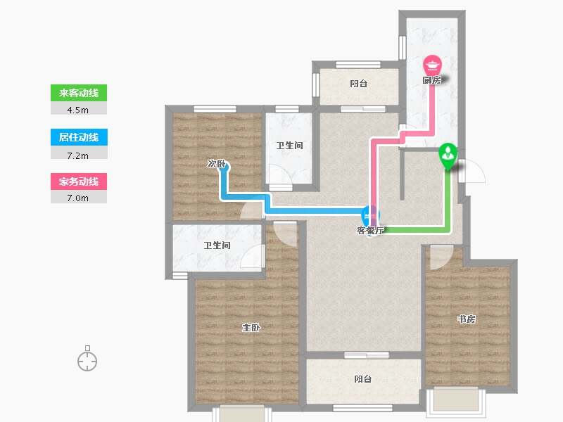 江苏省-南京市-恒大溪山公馆-105.00-户型库-动静线