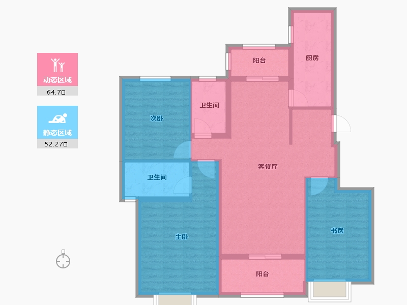 江苏省-南京市-恒大溪山公馆-105.00-户型库-动静分区