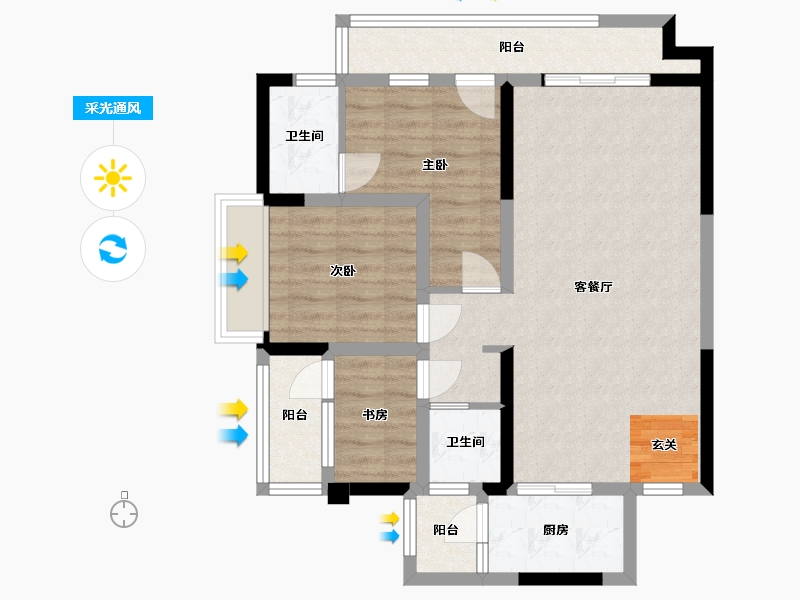 四川省-成都市-逸山公馆-77.80-户型库-采光通风