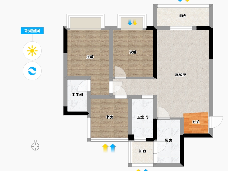 四川省-成都市-空港云尚-72.65-户型库-采光通风