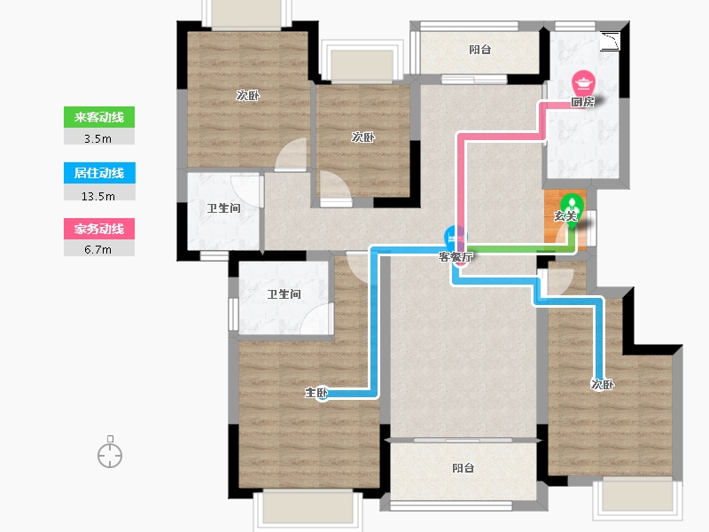 四川省-成都市-雅居乐锦城-102.47-户型库-动静线