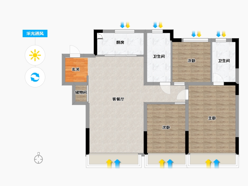 吉林省-长春市-万科向日葵小镇-94.99-户型库-采光通风