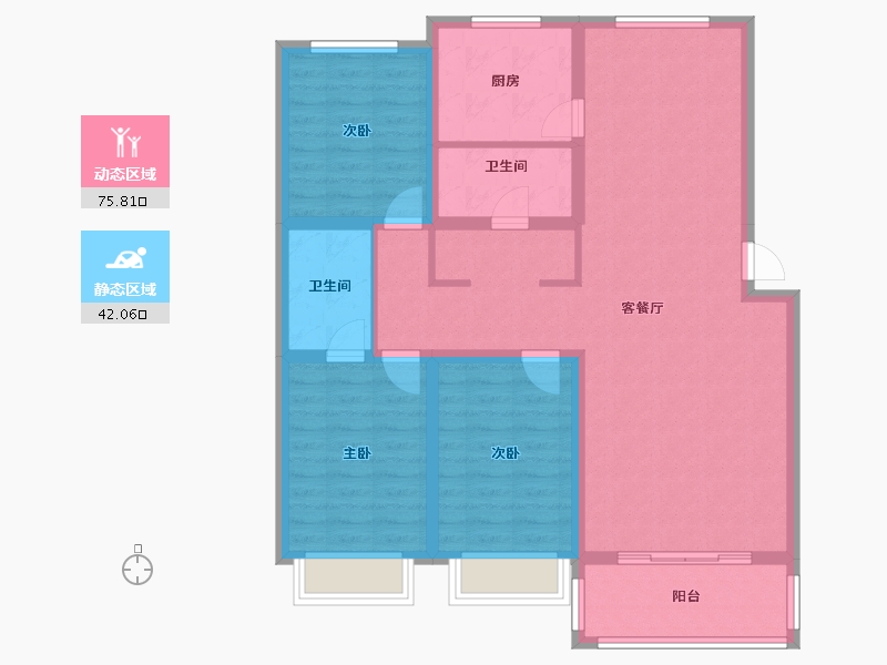 内蒙古自治区-锡林郭勒盟-经典国际-105.66-户型库-动静分区