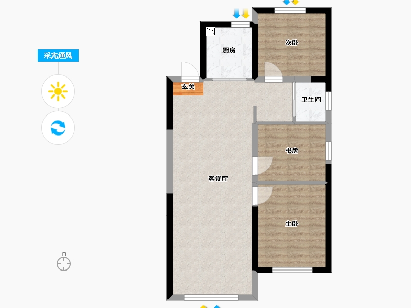 吉林省-长春市-天泽凯旋华府-69.06-户型库-采光通风