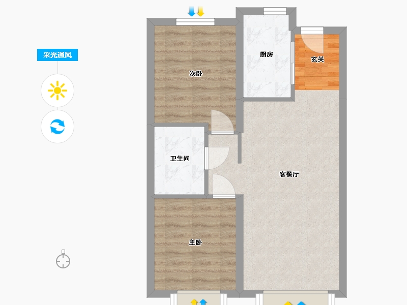 吉林省-长春市-金地江山�L�A-57.28-户型库-采光通风