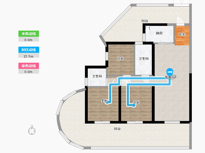 云南省-昆明市-清凤・滇池美岸-123.61-户型库-动静线