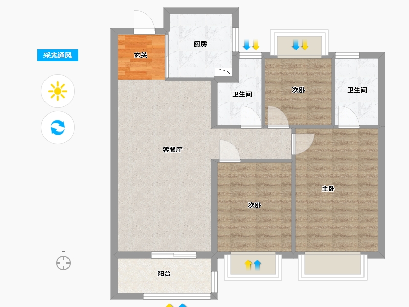 上海-上海市-金�h湾-79.09-户型库-采光通风