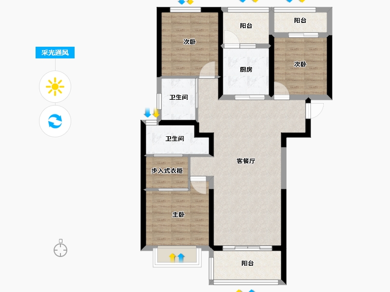 陕西省-西安市-高科麓湾国际社区-88.56-户型库-采光通风