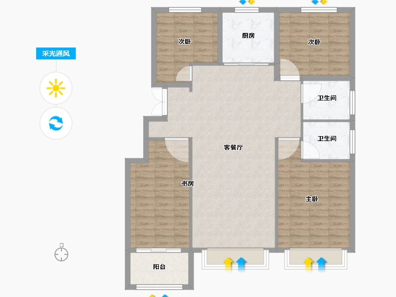 山东省-东营市-天悦华府-120.00-户型库-采光通风