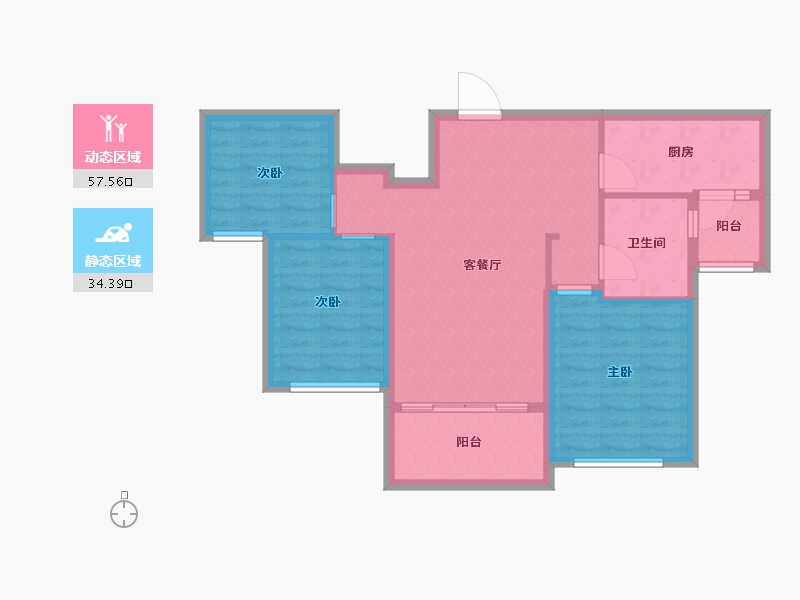 湖南省-长沙市-恒大揽湖苑-82.53-户型库-动静分区