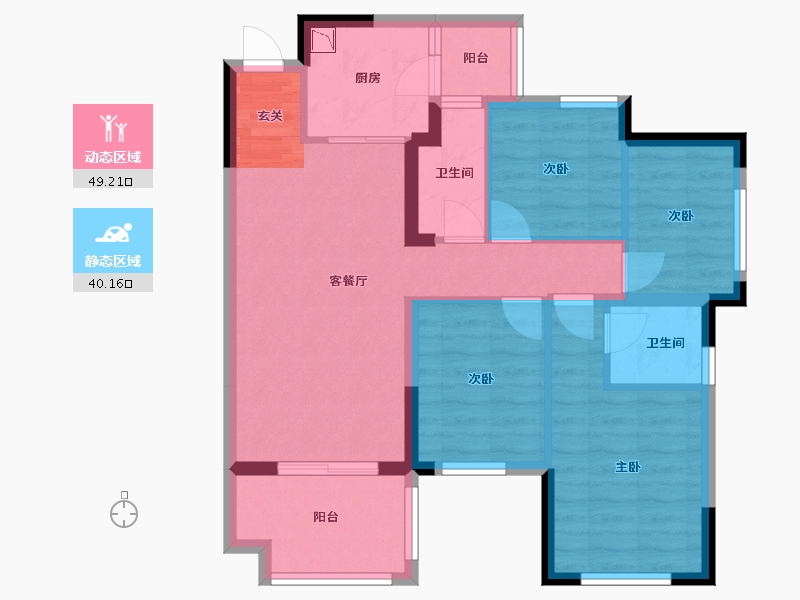 四川省-南充市-鸿通・翡翠城・紫云府-78.98-户型库-动静分区