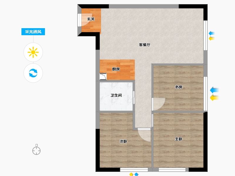 云南省-昆明市-�Z泰公馆-61.62-户型库-采光通风