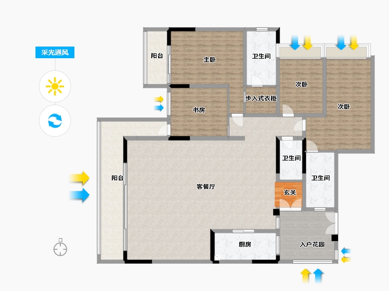 四川省-成都市-金沙城府境洋房-223.84-户型库-采光通风