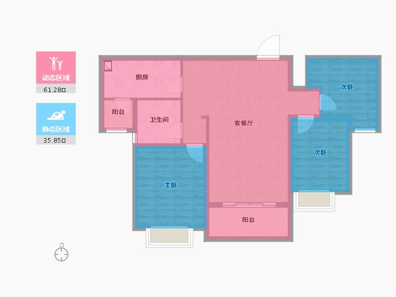 湖南省-长沙市-恒大悦湖商业广场-86.74-户型库-动静分区