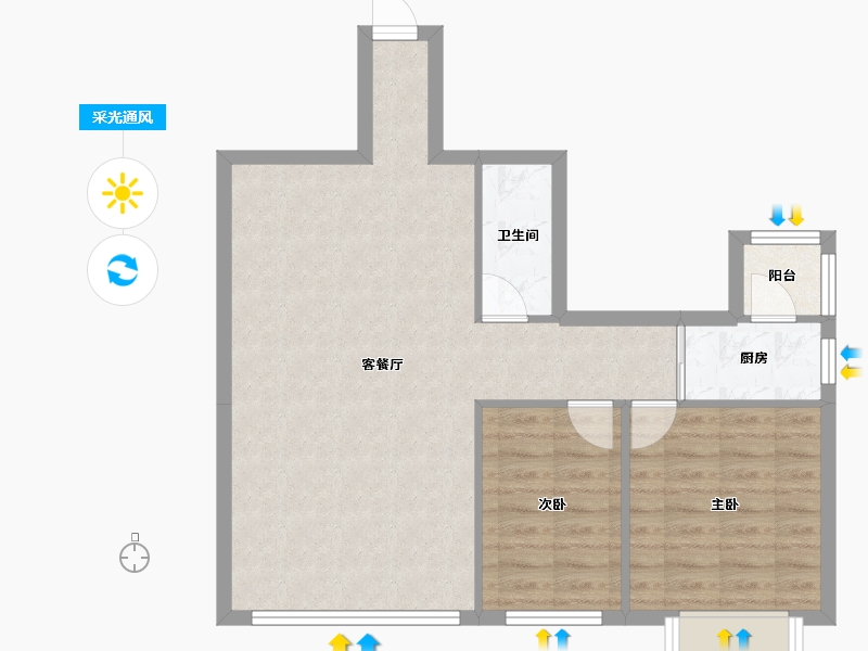 河北省-廊坊市-通用新区-68.79-户型库-采光通风