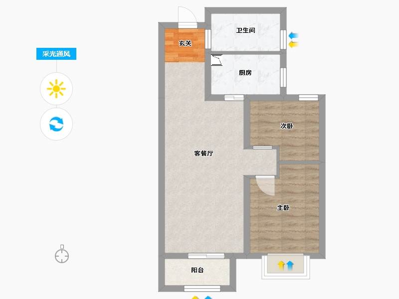 天津-天津市-路劲太阳城・心邸-56.18-户型库-采光通风