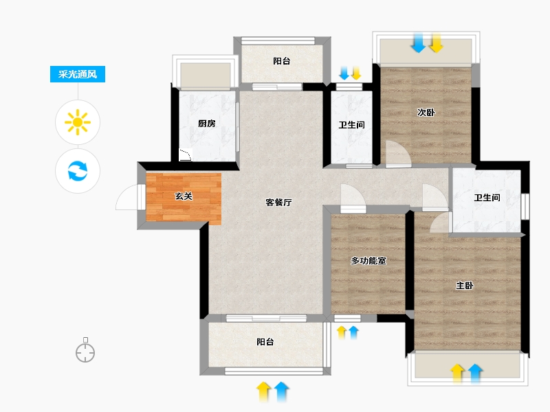 广东省-江门市-新会骏景湾・领誉-75.20-户型库-采光通风