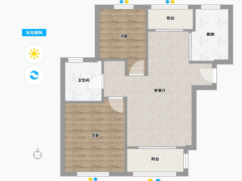 上海-上海市-瑞和新苑-57.03-户型库-采光通风