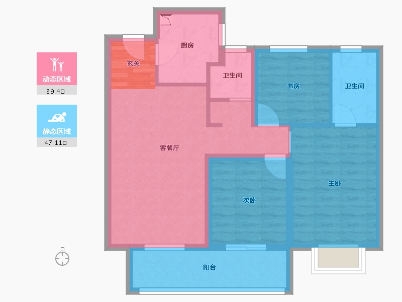 山西省-晋中市-晋中阳光城・文澜府-76.80-户型库-动静分区