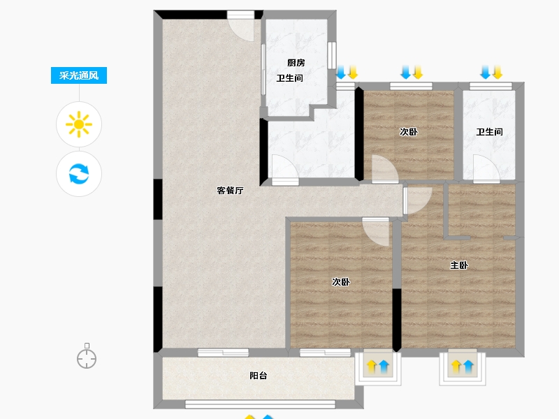 湖北省-武汉市-中粮祥云-91.54-户型库-采光通风