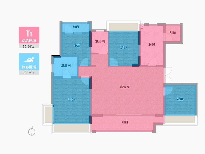 重庆-重庆市-丰都金科黄金海岸-99.48-户型库-动静分区