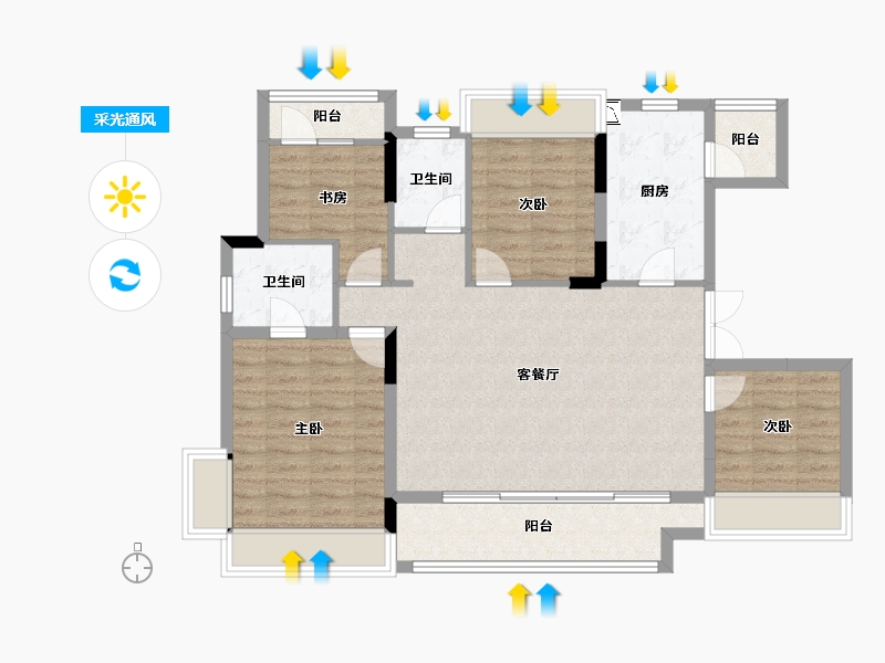 重庆-重庆市-丰都金科黄金海岸-99.48-户型库-采光通风