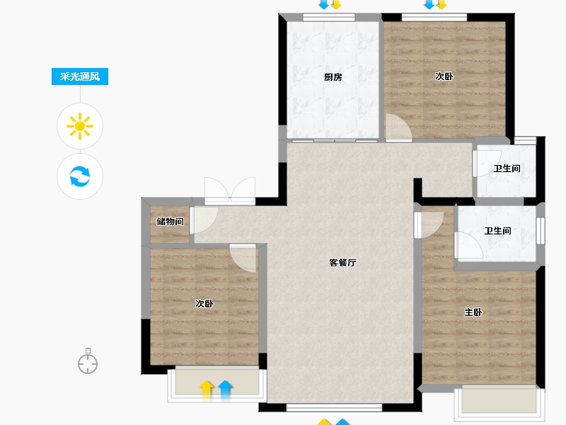 宁夏回族自治区-银川市-鲁银泷玺-92.79-户型库-采光通风