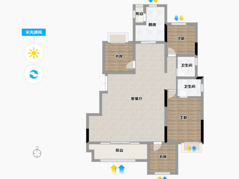 重庆-重庆市-金科·集美嘉悦-120.06-户型库-采光通风