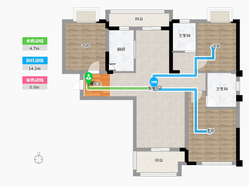 湖北省-武汉市-航城丽都-93.66-户型库-动静线