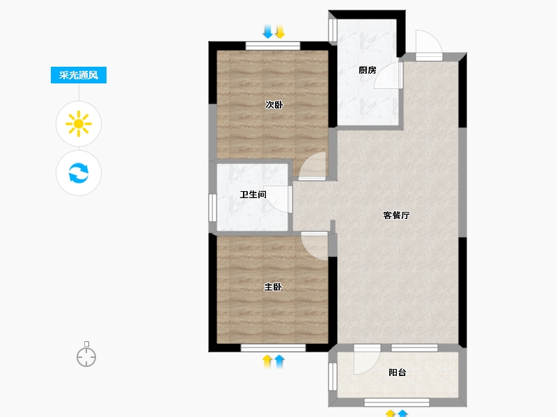 辽宁省-鞍山市-华润・幸福里-64.10-户型库-采光通风