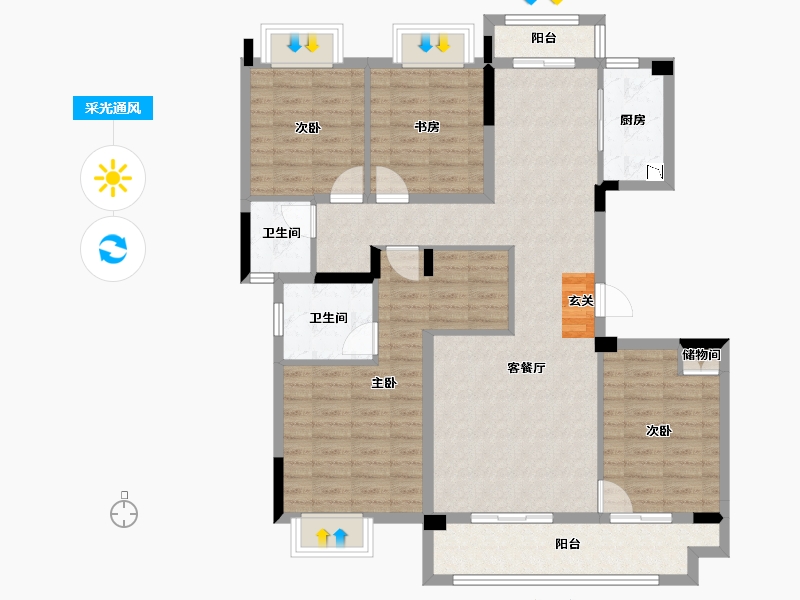 湖北省-武汉市-�吃没�府-111.20-户型库-采光通风