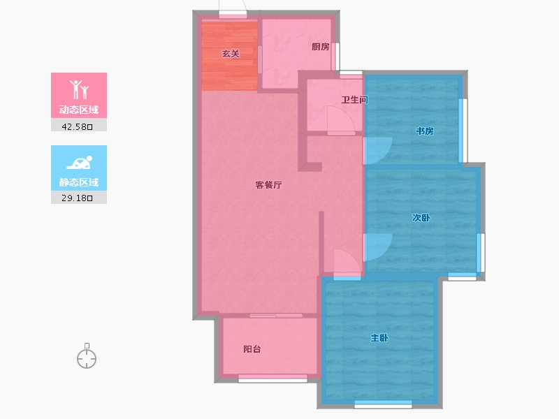 陕西省-西安市-龙记玖玺-63.81-户型库-动静分区