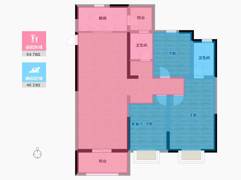 河南省-洛阳市-偃师亚新橄榄城-103.85-户型库-动静分区