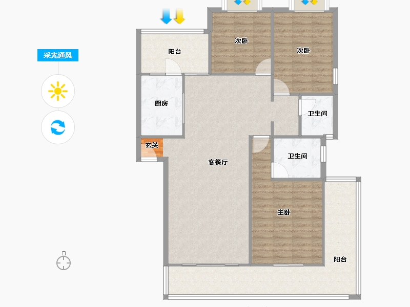 四川省-成都市-南阳锦城锦绣阁-120.66-户型库-采光通风