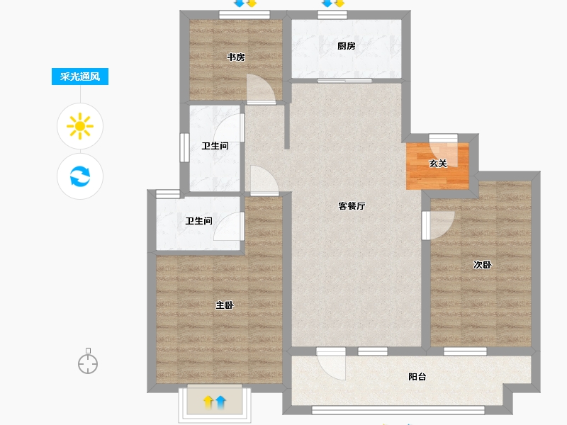 山东省-青岛市-安徒生小镇-82.03-户型库-采光通风