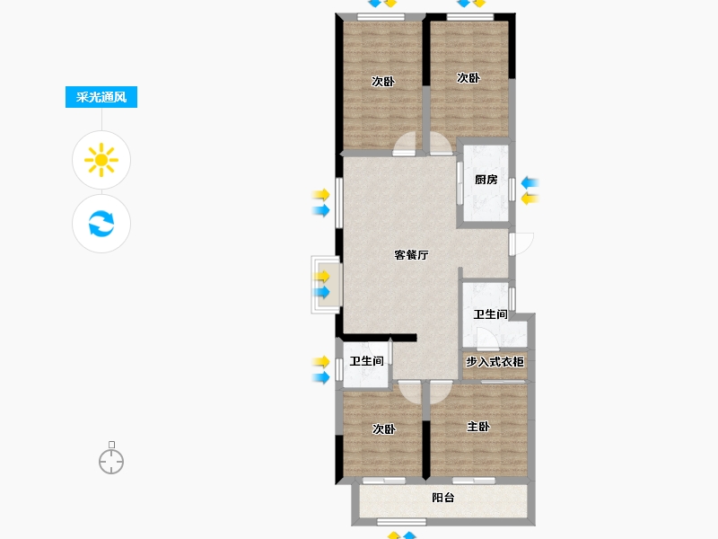 湖北省-宜昌市-国悦府-95.65-户型库-采光通风