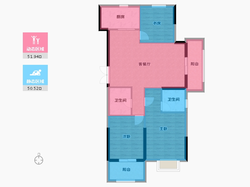 湖北省-荆州市-佳泰龙庭-92.58-户型库-动静分区