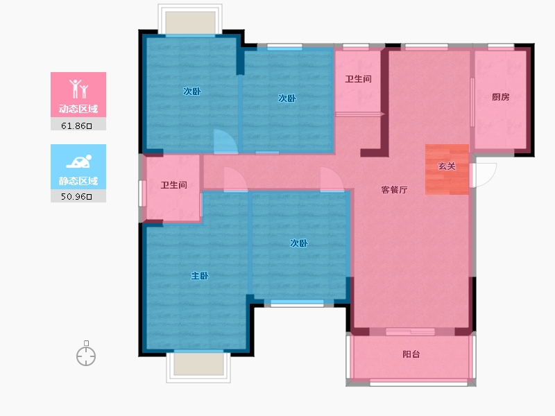 湖北省-武汉市-光谷悦公馆-101.67-户型库-动静分区