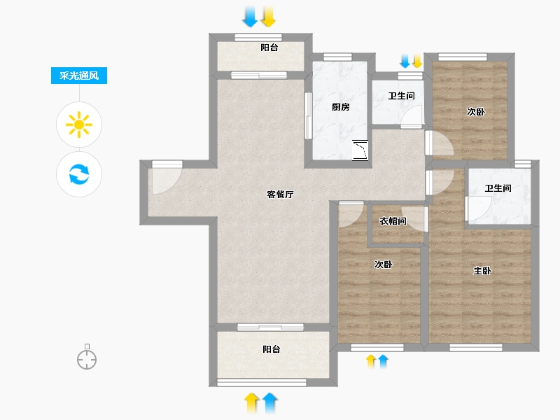 湖北省-武汉市-海林康桥官邸-88.22-户型库-采光通风