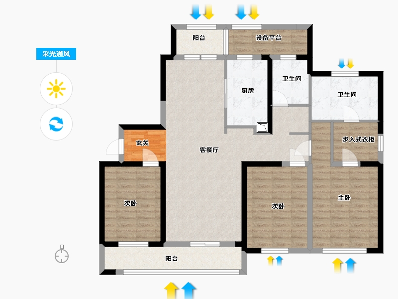 湖北省-武汉市-绿城武汉黄浦湾-118.00-户型库-采光通风