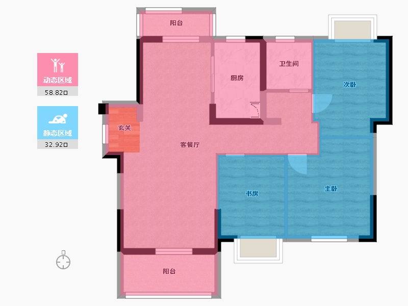 湖北省-武汉市-武地融创金麟壹号-81.74-户型库-动静分区