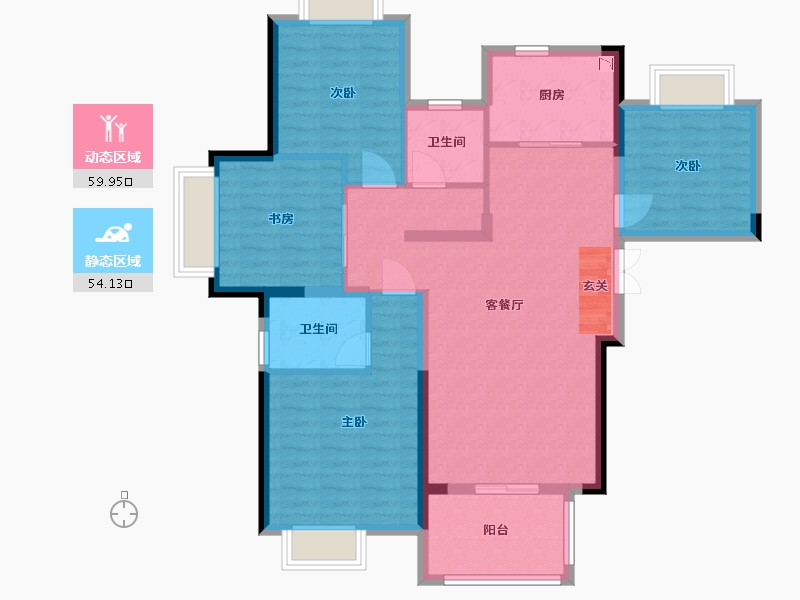 湖北省-武汉市-荣盛华庭-102.40-户型库-动静分区