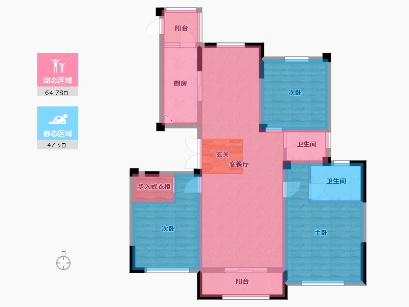 江苏省-南京市-海尔产城创双湖壹号公馆-100.06-户型库-动静分区