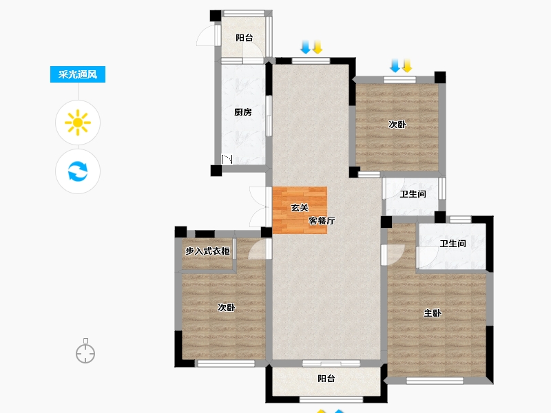 江苏省-南京市-海尔产城创双湖壹号公馆-100.06-户型库-采光通风