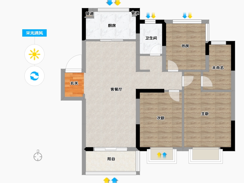 江苏省-南京市-汤山玉兰公馆-85.01-户型库-采光通风