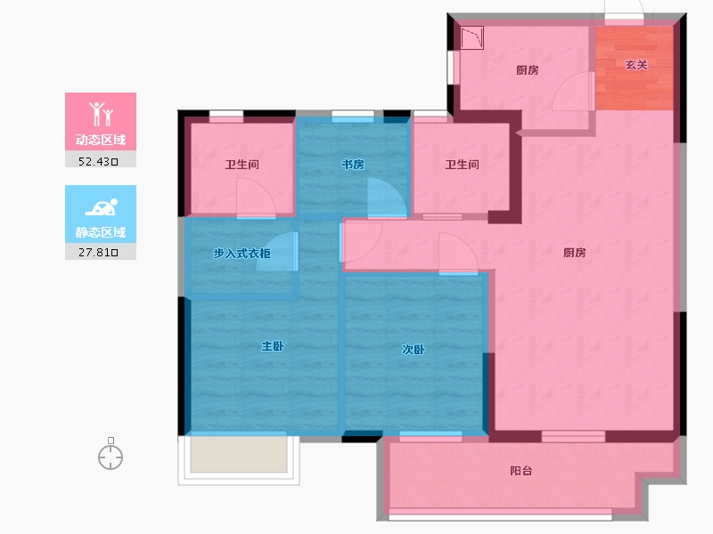 福建省-福州市-融创观樾台-70.97-户型库-动静分区