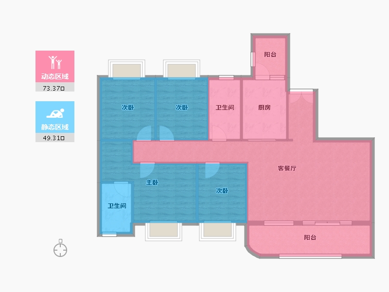 重庆-重庆市-江山云出-111.41-户型库-动静分区