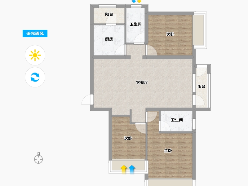 河北省-廊坊市-嘉都-80.96-户型库-采光通风