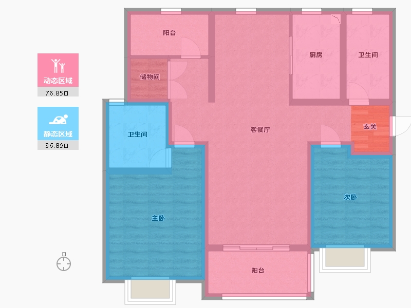 山东省-烟台市-金浦御龙湾-100.99-户型库-动静分区